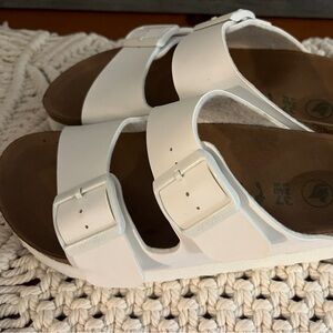 Birkenstock Size 37 White Papillio Made in Portugal Vegan Platform Sandals